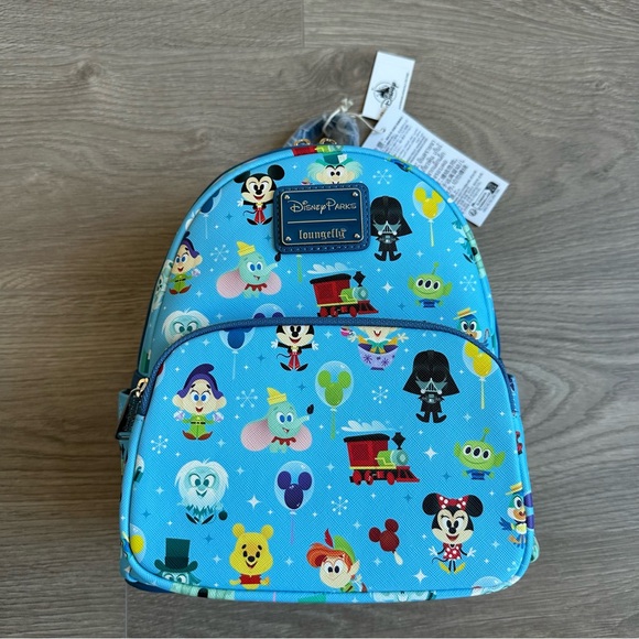 🆕 Disney Parks Loungefly Chibi Characters Vegan Leather Unisex Mini Backpack
